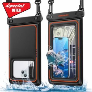 UNBREAKcable Large Waterproof Phone Pouch Floating [IPX8 Waterproof] [Up to 9.5"] [Sponge Cushion] Phone Case Dry Bag for iPhone 15 14 13 12 11 Pro Max XR XS SE 2022