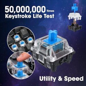 Full-Sized 104 Keys Machanical Computer Keyboard with Ergonomic Design and Optical Wired Mouse for Windows Laptop PC/Mac OS/Xbox-Blue Switch