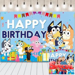 Cartoon Bluey Dog Theme Party Backdrop