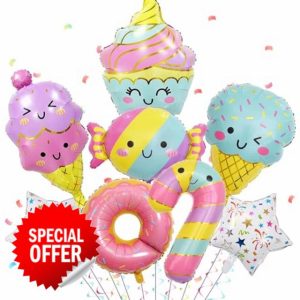 Ice Cream Foil Balloons Set - 8 Pieces Ice Cream Donut Candy Balloon Decorations Suitable for Girls and Women Birthday Summer Theme Party Supplies