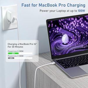 2Pack 3M USB C Charger Cable 100W 5A Type C Cable Fast Charging for iPhone 15/Plus/Pro/Pro Max