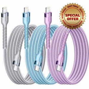 Ucyable USB C to Lightning Cable 0.9M/3FT 3Pack MFi Certified Nylon Braided iPhone Fast Charger Cable Type C to Lightning Power Delivery Charging Cable for iPhone 14 13 12 11 Pro Max X XR XS 8 Plus