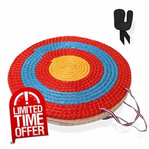 Venmark 50 cm Straw Archery Target - Traditional 3 Layer Handmade Archery Target for Bow and Arrow - Complete with Finger Tab