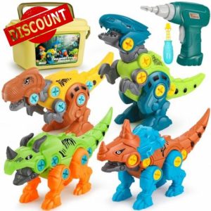 Dreamon Take Apart Dinosaur Toys for Kids with Storage Box Electric Drill DIY Construction Build Set Educational STEM for Boys Girls 3 Years and Up