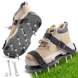 42mm Studded Garden Lawn Aerator Sandals Spike Shoes with Hook & Loop Straps