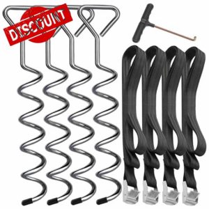 Hodzeed 4Set Heavy Duty Trampoline Anchor Ground Pegs Tie Down Kit - Tied Pet Dog Fixed