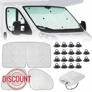 SUPAREE 3Pcs Van Inside Windscreen Sun Shade Thermal Internal Windscreen Covers Front Screen Cover for Motorhome Summer Protector Sun/Heat/UV Compatible with F-iat Ducato/Boxer/Jumpe