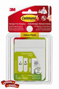 Command Picture Hanging Strips - Removable Hanging Strips for Large Picture Frames - Value Pack - 4 Pairs of Medium (8 Strips)