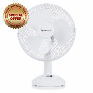 Signature S40008 Portable 9 Inch Oscillating Desk Fan with Adjustable Tilt