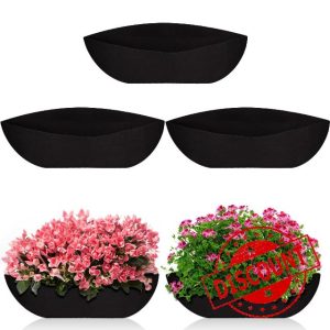 GDOKKNY Hanging Basket Liner 3Pcs for Wall Planters Trough Planter Liner for Outdoor Plants Felt Fabric Window Box Liners for Garden Fence Flowe