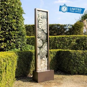 Primrose H180cm Lamego Bamboo Mirror Water Feature With Lights Outdoor Garden Fountai