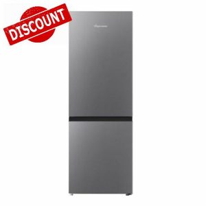 Fridgemaster MC50165ES 50cm Freestanding 60/40 Fridge Freezer - 175-litre capacity with Crisper box - Reversible Door - LED Lighting- 4 Star Freezer Rating - Silver - E Rated            [Energy Class E]