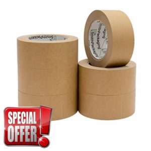 SmithPackaging Brown Kraft Paper Tape 48mm x 50m Recyclable Parcel Tape Pack of 6 Rolls