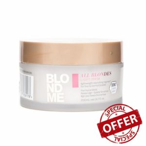 Schwarzkopf Professional BLONDME All Blondes Light Mask For Colored Lighthened Bleached Hair 3D Bond Creation Technology Silk Protein Complex Mulberry Silk Extract Moisturizing Detangling 200 ml