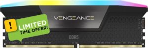 CORSAIR VENGEANCE RGB DDR5 RAM 16GB (1x16GB) 5200MHz CL40 Intel XMP iCUE Compatible Computer Memory - Black (CMH16GX5M1B5200C40)