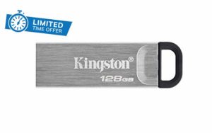Kingston DataTraveler Kyson USB 3.2 Gen 1 Flash Drive 128GB - Stylish Capless Metal Case