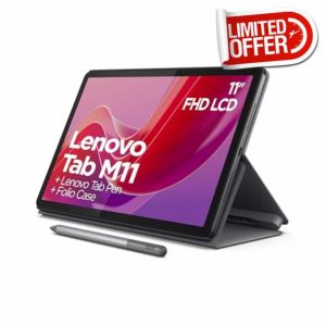 Lenovo Tab M11 Android Tablet | 11 Inch Full HD 1200p | 128 GB | Lenovo Tab Pen + Folio Case | WiFi | 4 GB RAM | Luna Grey | Designed for Portable Entertainme