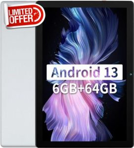 Hakaug Tablet 10 Inch WiFi Model 1TB Expandable/ 1280 * 800 Resolution Screen/ 5000 MAH Capacity Battery 8MP + 5MP Camera/ 2.4G WiFi Bluetooth GMS Authentication/Type-C Charge (Silver)