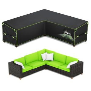 215x215x87cm Heavy Duty 420D Oxford Fabric Outdoor Rattan Corner Sofa Cover with Waterproof Tape