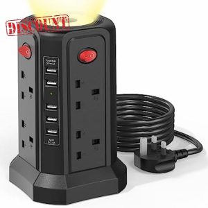 Tower Extension Lead with USB Slots and Night Light