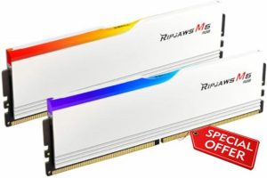G.SKILL Ripjaws M5 Series (Intel XMP 3.0) DDR5 RAM 32GB (2x16GB) 6400MT/s CL36-48-48-102 1.35V Desktop Computer Memory UDIMM - Matte White (F5-6400J3648F16GX2-RM5RW)