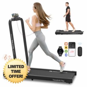 Mobvoi Home Treadmill Plus 3 in 1 Folding Treadmill Walking Pad 2.5HP Compact Under Desk Running Walking Machine for Home Office Remote Control LED Display Speaker Large Running Area 120kg 12KMH