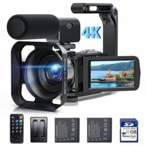 CAMWORLD 4K Video Camera Camcorder 42MP 18X Digital Zoom 3” 270° Rotation Screen Vlogging Camera Youtube Camera with 32G SD Card