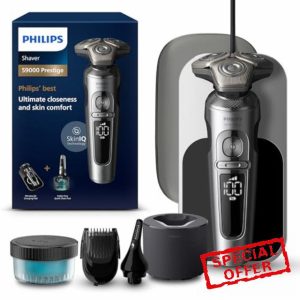 Philips Shaver Series 9000 Prestige Wet & Dry Electric Shaver Lift & Cut Shaving System SkinIQ Technology