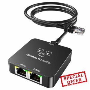 uhddadi Ethernet Splitter 1 to 2 Out with Cat 6 Ethernet Cable