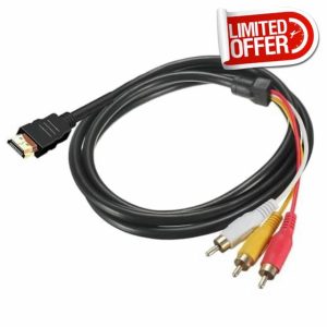 Koorium HDMI Male to 3 Rca Cable HDMI to RCA Cable 1.5m Video Cable with 1080P Support for Enhanced Projectors Transmitter Audio Video