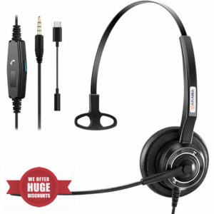 Arama 3.5mm/USB-C Jack Headset with Microphone Noise Cancelling