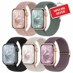 Raradev 5 Pack Braided Strap Compatible for Apple Watch Straps Women 40mm 41mm 38mm 42mm 44mm 45mm 46mm 49mm
