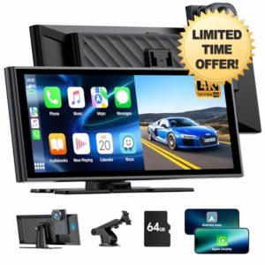 LAMTTO Wireless Car Stereo for Apple Carplay Android Auto with 4K Front Dash Cam