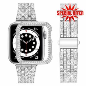 wutwuk Compatible Bling Apple Watch Straps 44mm with Bling Case