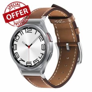 TRUMiRR Leather Strap Compatible with Galaxy Watch 7 6 40 mm 44 mm/Watch 6 Classic 43 mm 47 mm