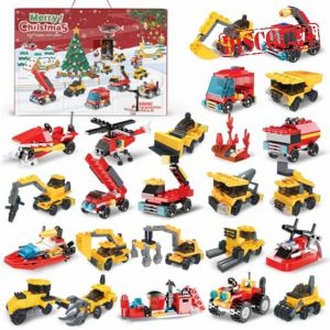 Advent Calendars 2024 Advent calendars for kids 24pcs Engineering and Fire Truck Building Blocks Toys for Boys Advent Calendar 24 Days Gifts for Kids Boys Girls Christmas Countdown Calenda
