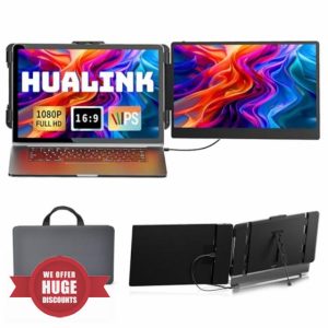 hualink Laptop Screen Extender Monitor - 14 Inch IPS FHD 1080P HDMI/USB-A/Type-C Laptop Monitor Extender