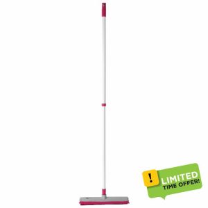 Kleeneze KL065315EU Rubber Cleaning Broom - Electrostatic Rubber Bristles Brush with Squeegee Edge