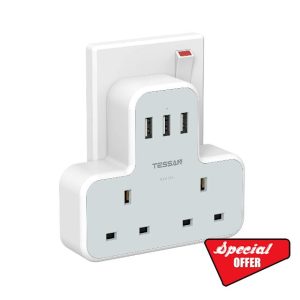 Plug Adapter with 3 USB Plug
