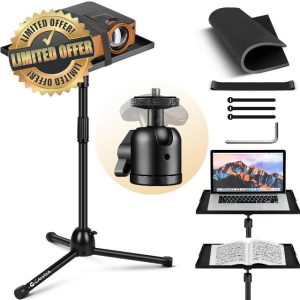 CAHAYA Projector Stand Floor Universal with 360° Rotation Pan-tilt 90 cm to 130 cm Adjustable Height for Many devices