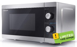 SHARP YC-MG01U-S Compact 20 Litre 800W Manual control Microwave with 1000W Grill
