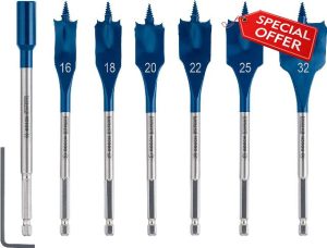 Bosch 7x EXPERT Self Cut Speed Spade Drill Bit Set (for Softwood