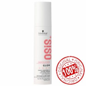 Schwarzkopf Professional OSiS Glow Anti Frizz Shine Serum Silicone Free Heat Protection For Rough Dull Hair Easy Combing Improved Manageability Lightweight 50 ml