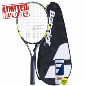 *Babalot Voltage Adult Tennis Racket including Full Protective Cover & 3 Tennis Balls