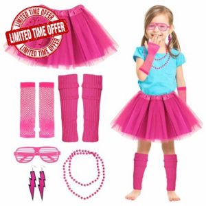 WINUSD 6 in 1 Girls 80s Costume Accessories Set