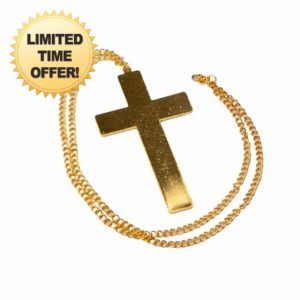 Wicked Costumes Gold Metal Cross Pendant for Priest/Nun Fancy Dress Accessory