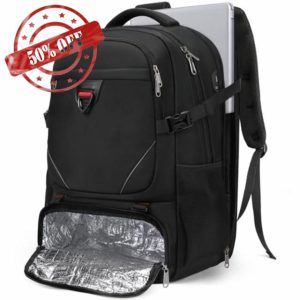 RAINSMORE Laptop Backpack 50L with Insulated Compartment Travel Work Backpack 17.3 Inch Water Resistant Large Business Computer Rucksack College School Backpack for Men Women Black