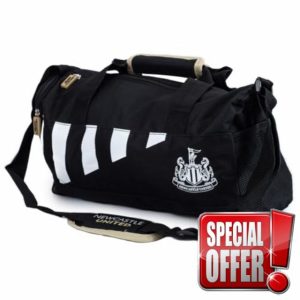 Official Compatible with Newcastle United F.C. Large Black and White Striped Holdall