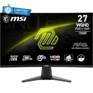 MSI MAG 27CQ6F 27 Inch WQHD Curved Gaming Monitor - 1500R 2560 x 1440 Rapid VA Panel