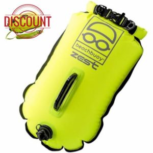 BEACHBUOY® Tow Float Dry Bag. Hi viz open water swim buoy with light reflecting logo. 20L tow float for open water swimming. 'The' swimming tow float for cold water swimming and wild water adventures.